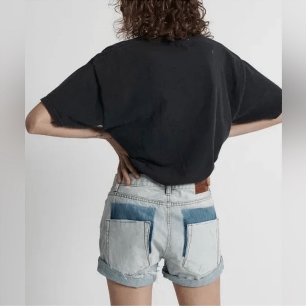 One Teaspoon Chargers Button Fly Jean Shorts Distressed Relaxed Fit Size 25